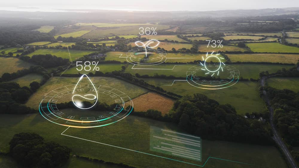 Campo con metricas que representa al smart farming