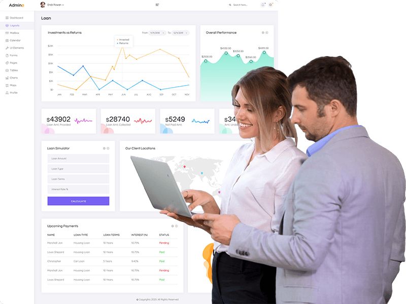 Personas mirando tablero de Power BI en notebook